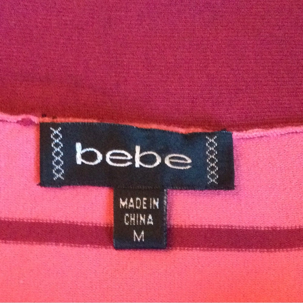 Bebe Vintage Y2K Womens Sz Medium Tulip & Berry Striped Boatneck Sweater w/Bow - Picture 3 of 9